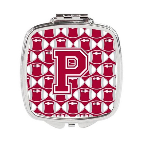 Carolines Treasures Letter P Football Crimson, Grey and White Compact Mirror CJ1065-PSCM